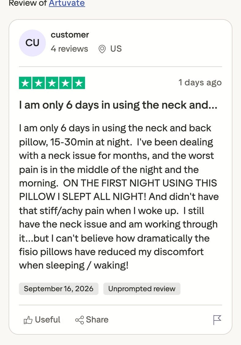 A five star review, six days in: the worst pain was the middle of the night, and the first night using it she slept all night.